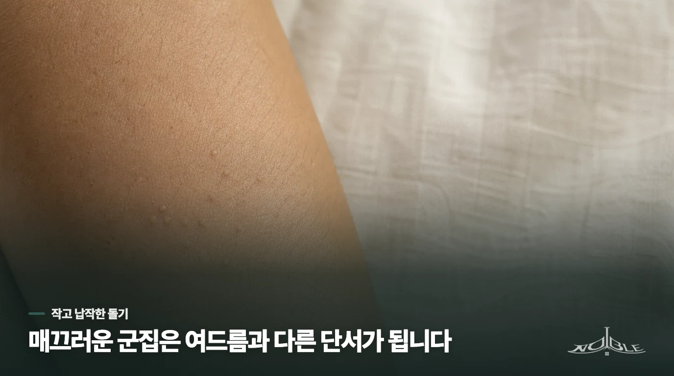작고 매끈한 돌기가 여러 개라면 편평사마귀를 떠올릴 수 있습니다